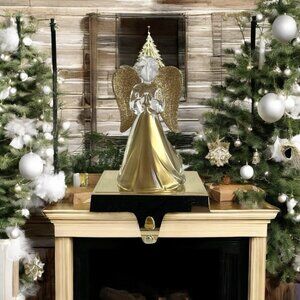 Gold Angel Christmas Stocking Holder Mantle Hanger Hook Heavy Holiday Decor